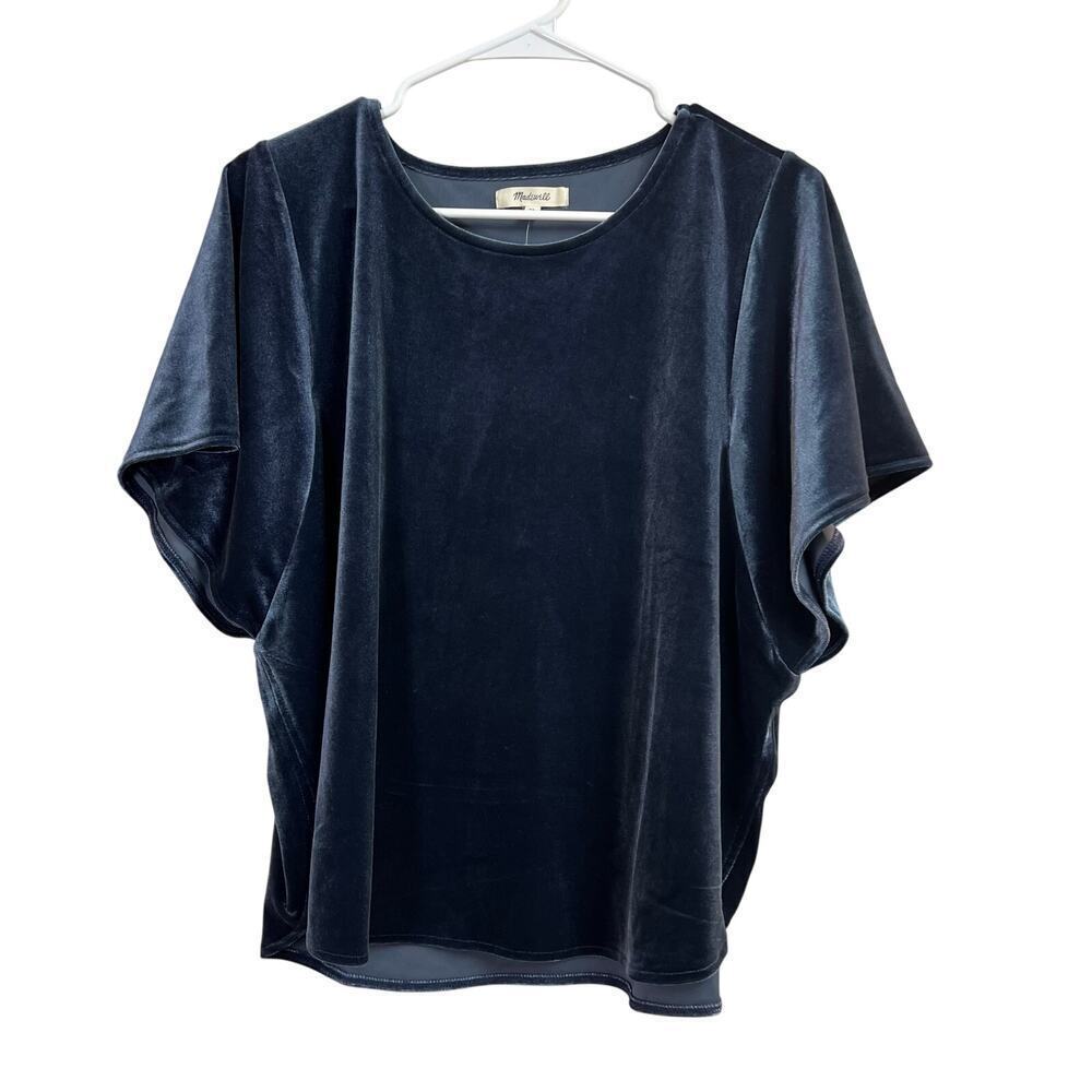 Madewell Women's Butterfly Velvet Top Blue XL